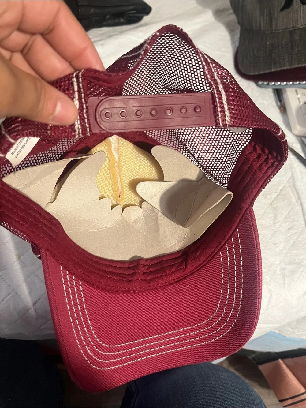 Vintage Billabong Maroon and Cream Geometric Logo Trucker Hat